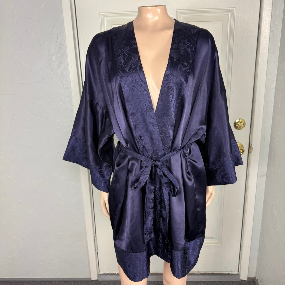 Vintage Victorias Secret 80's 90s Robe Floral Polyester Satin One Size E26